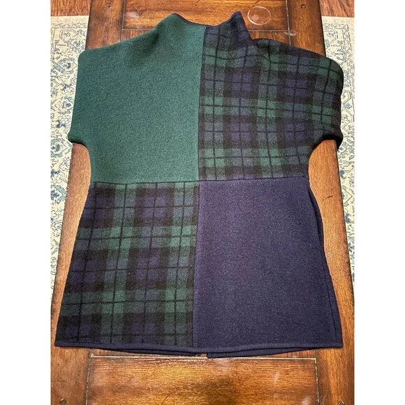 Vintage Wool Tartan Blackwatch Plaid Blanket Coat Jacket Blazer Duster Medium - Picture 6 of 8